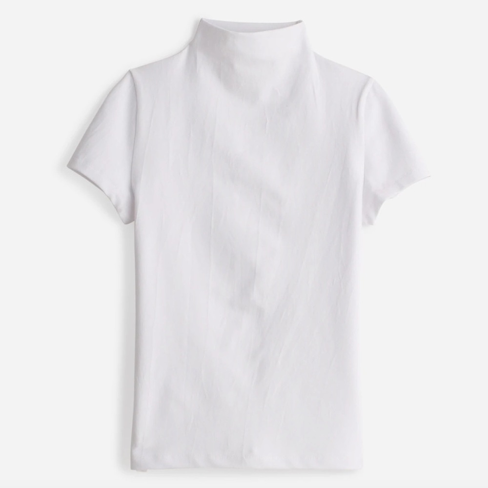New w/ Tags Madewell White Short-Sleeve Mock Neck Tee - Picture 3 of 14